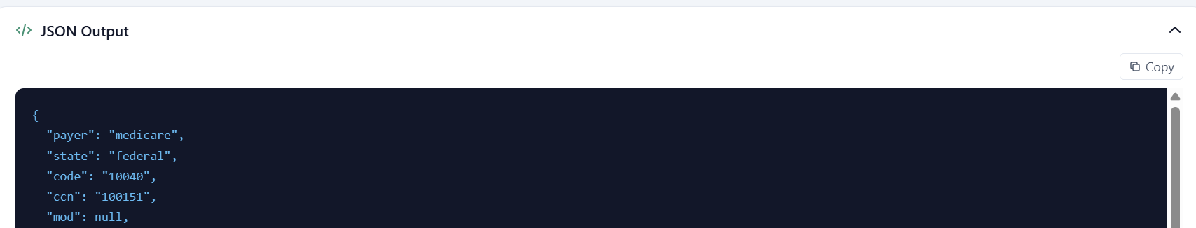 An RCIntel API JSON response for a code payment lookup.